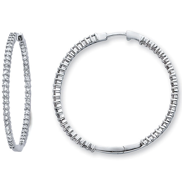 14K Gold Diamond Hoop Earrings 1.40ctw