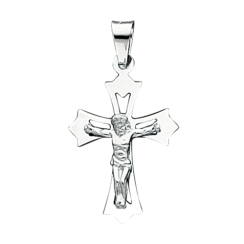 14k White Gold Crucifix