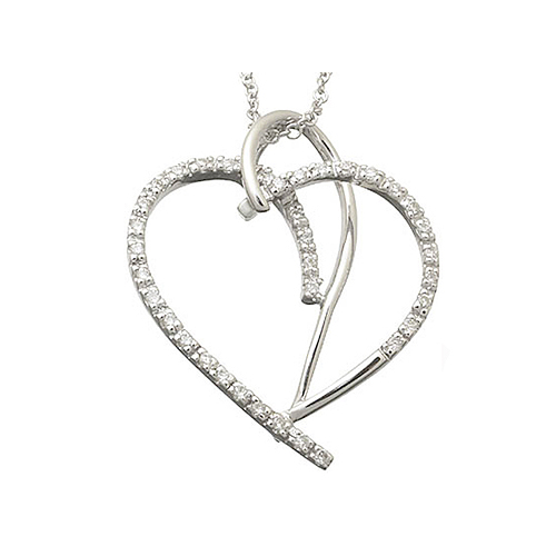 14K Modern Design Diamond Heart Pendant
