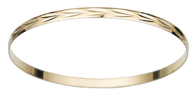 Solid Leaf Diamond Cut Bangle