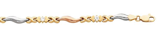 14k Tri Color Fancy CZ Bracelet
