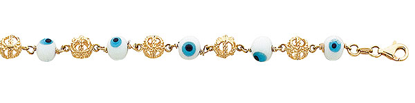 14k Evil Eye Yellow Gold Bracelet