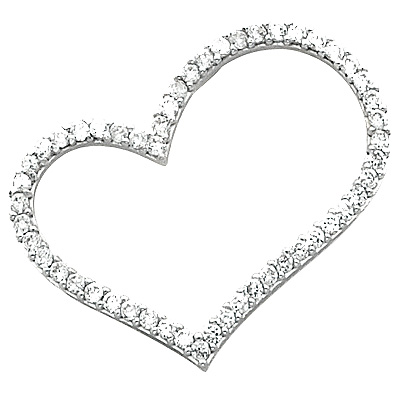 Cubic Zirconia White Gold Heart Charm