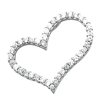 Cubic Zirconia White Gold Heart Charm