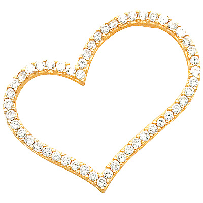 Cubic Zirconia Yellow Gold Heart Charm