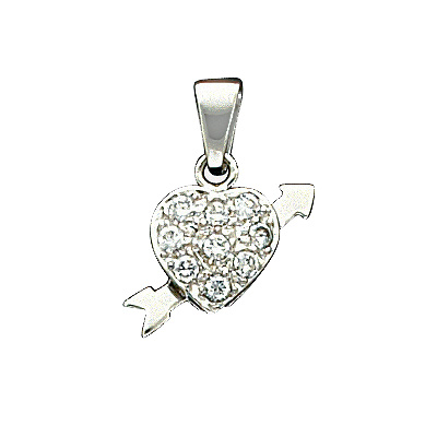 Heart and Arrow 14k White Gold Pendant