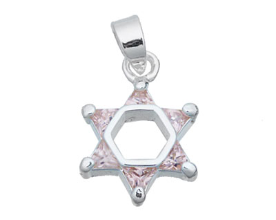 Silver CZ October Birthstone Star of David