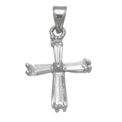 Fancy Cubic Zirconia and 14k White Gold Cross