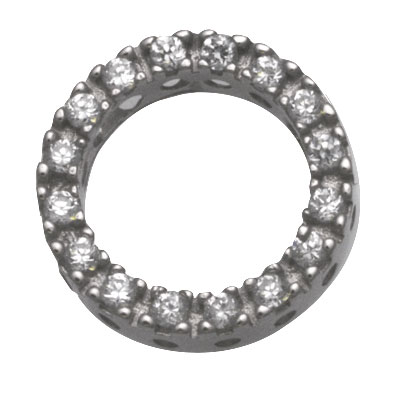 Cubic Zirconia Circle Pendant in 14k White Gold