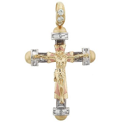 Tri Color CZ Crucifix