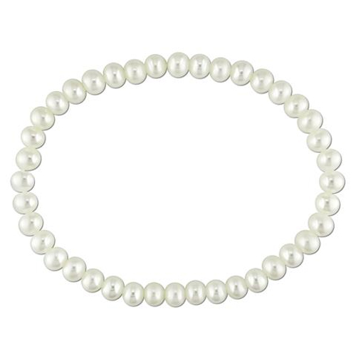 7-1/2 FW 5-5.5mm White   Pearl Elastic Bracelet