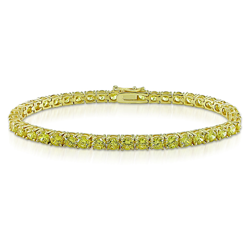 7.25inSilver 18-4/5ct TGW 4mm Round Yellow Cubic Zirconia Tennis Bracelet press