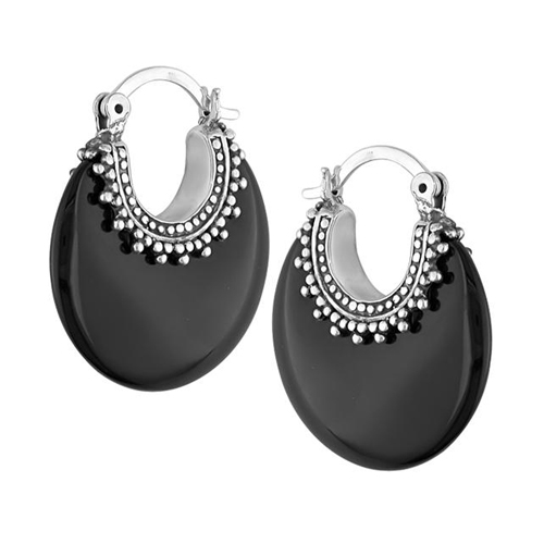 Silver  Onyx Earrings  clip-in backs