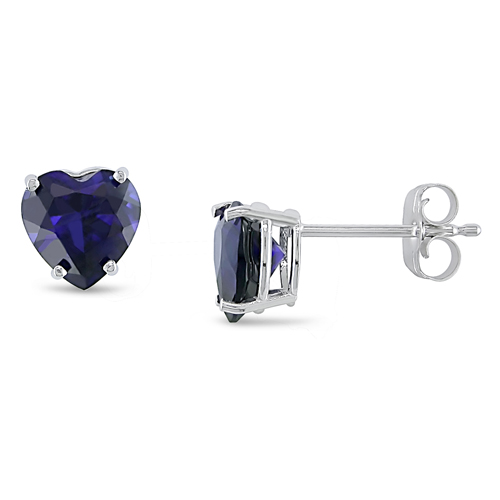 10K White Gold 1.80 CT TGW Synthetic Sapphire Stud Earrings
