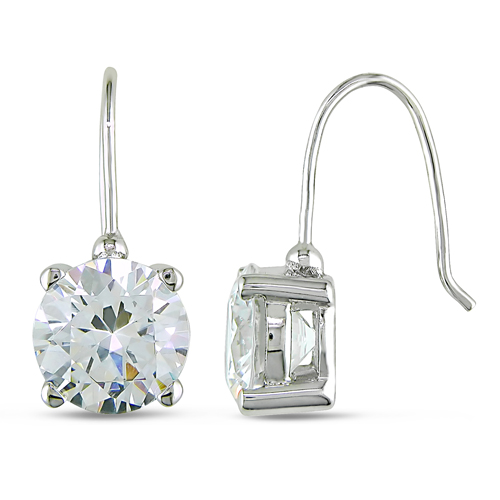 Sterling Silver 15.80 TGW 11m Round Cubic Zirconia Solitaire Earrings with Fish 