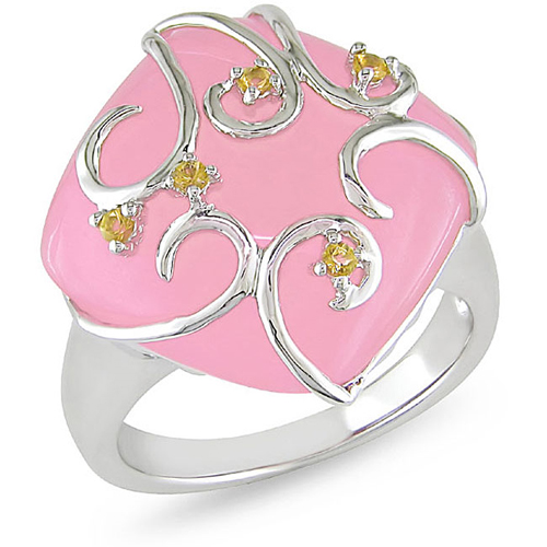 Sterling Silver Fashion Ring 16.08 CT TGW Citrine Red Jade