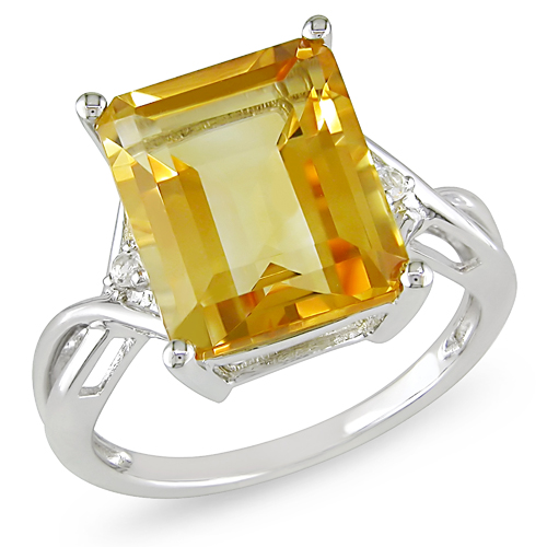Sterling Silver 6.60 CT TGW Citrine White Topaz Fashion Ring