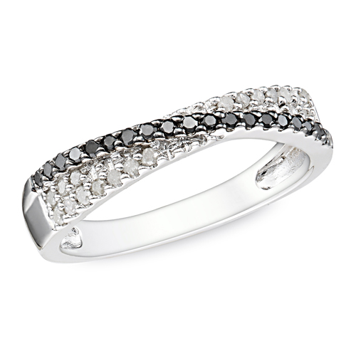 0.25 CTW Black White Diamond Fashion Ring Silver Black Rhodium
