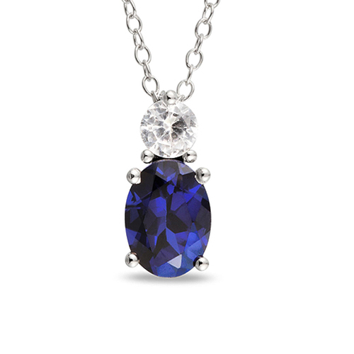 2.33 CT TGW Synthetic Sapphire Synthetic White Sapphire Fashion Pendant with Cha