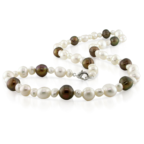 18in Freshwater Brown 9-9.5mm Natural shape  White Freshwater 7.5-8mm natural sh