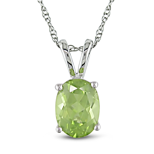 10K White Gold 1.33 CT TGW Peridot Fashion Pendant with Chain