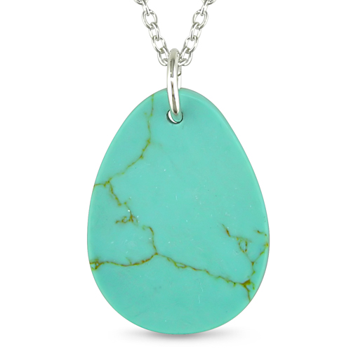 Sterling Silver 23X17mm Pear Shape Pendant Chain
