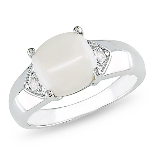 10K White Gold Diamond 1.33 CT TGW Opal Prong Set Ring