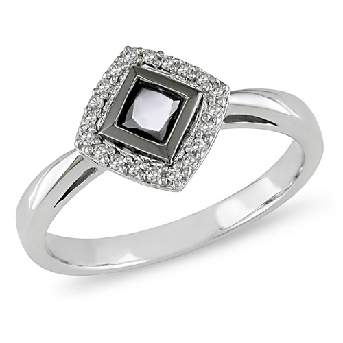 10K White Gold 0.50 CTW Black White Diamond Fashion Ring