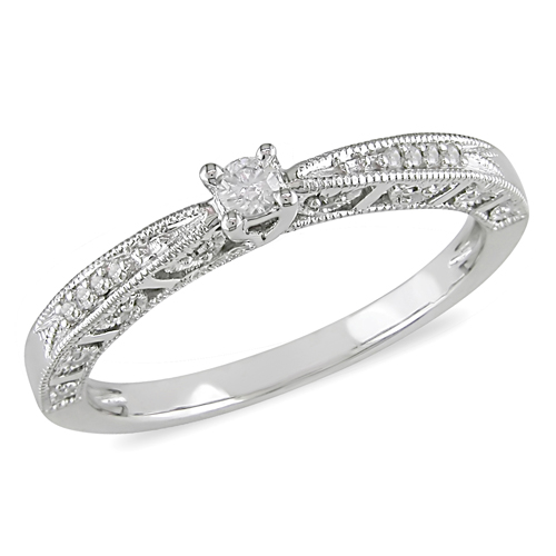 10K White Gold 0.10 CTW Diamond Engagement Ring