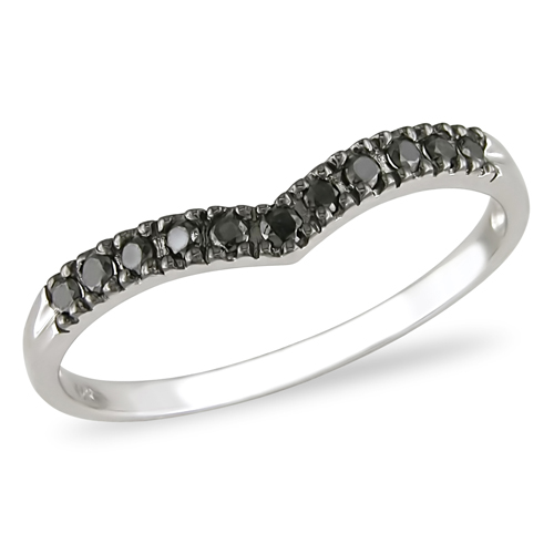 10K White Gold 1/6 CTW Black Diamond Eternity Ring