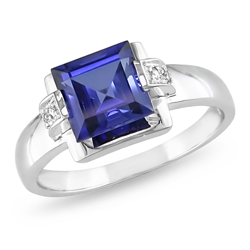 10K White Gold 0.01 CTW Diamond 2 CT TGW Synthetic Tanzanite Fashion Ring