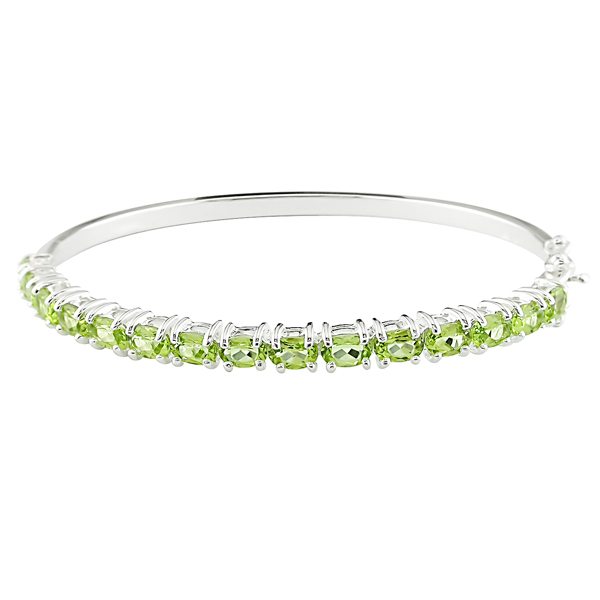 7 1/2 CT TGW Peridot Bangle Silver