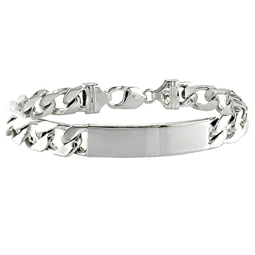 9 Sterling Silver Mens Polished Bracelet  w/ Lobster Clasp