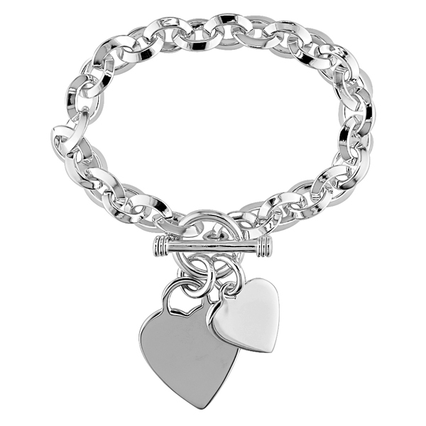 Sterling Silver Heart Tag Chain Bracelet