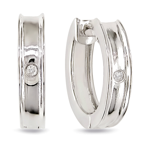 0.02 CT Diamond TW Cuff Earrings Silver GHI I3