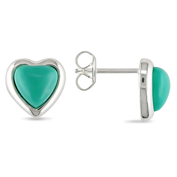 Sterling Silver Turquoise Heart Shape Stud Earrings