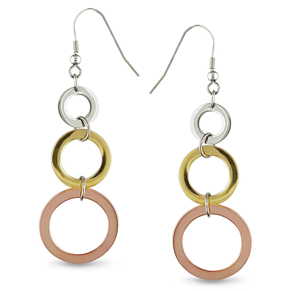 Circle-Shaped Yellow Rose Gold Plated Stainless Steel Earrings