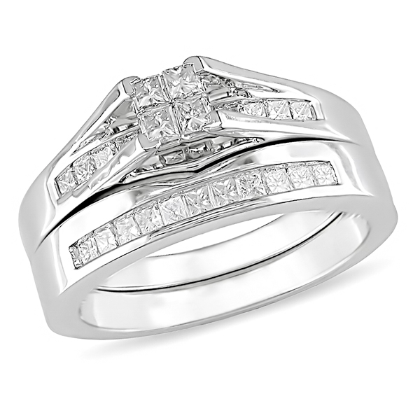 1/2 CT Diamond TW Bridal Set Ring 10k White Gold GHI I2;I3