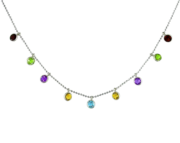 Multi-Gemstone Cleopatra Necklace in Sterling Silver