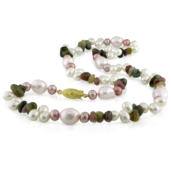 18 FW Dyed Pink 9-10mm Irregular 5-6mm FW White Rice Potato Pearl Tourmaline