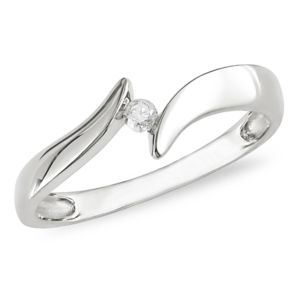 10K White Gold 0.05 ct Diamond Solitaire Ring