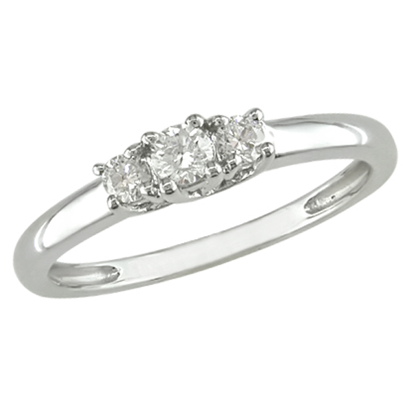 14K Crossover Three Stone Round Diamond Ring 0.25 ctw