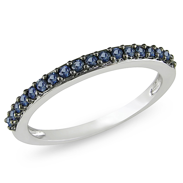 10K White Gold 0.38 CT TGW Sapphire Fashion Ring