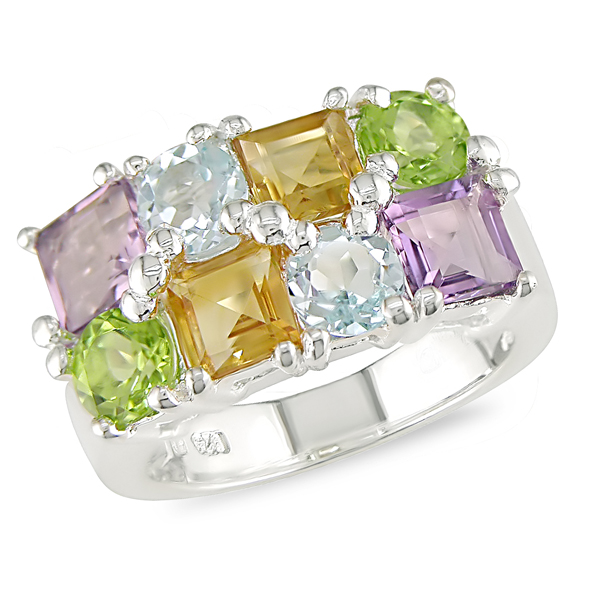Sterling Silver 4.63 CT TGW Semi-Precious Gemstone Fashion Ring