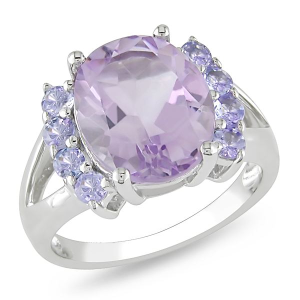 Sterling Silver 4.50 CT TGW Amethyst Tanzanite Fashion Ring