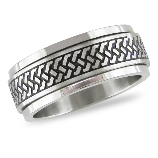 Black Enamel Stainless Steel Spinning Ring