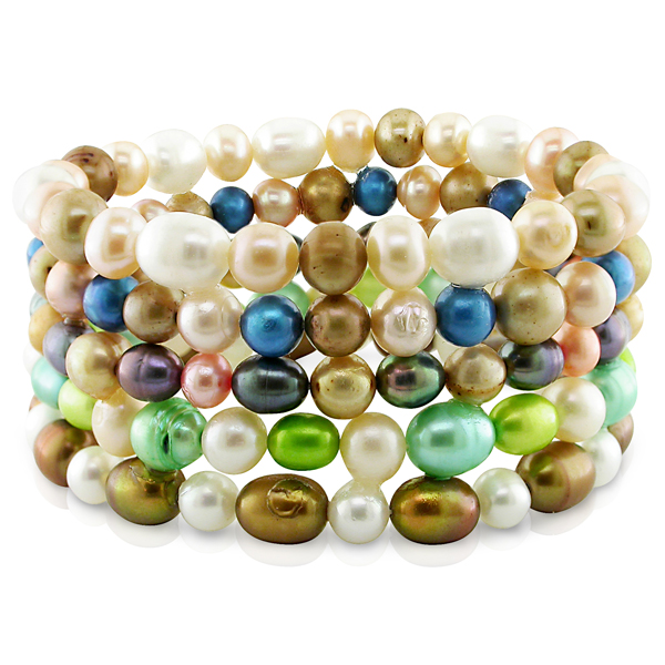 10pcs Set of 7 Assorted Colors  Shapes FW Pearl Elastic Bracelets prl grade A