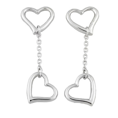 Silver Heart Drop Earring