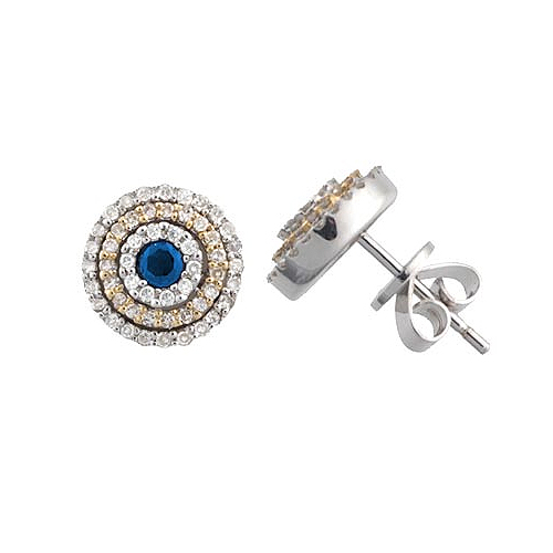 Diamond  Sapphire Earrings .75ct