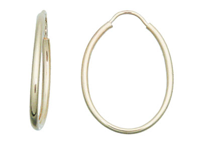 14k Yellow Gold Oval Hoop Earrings 23mm